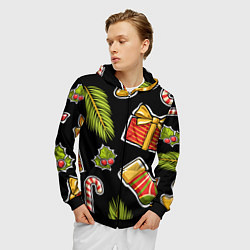 Толстовка 3D на молнии мужская Рождественский вайб, цвет: 3D-черный — фото 2