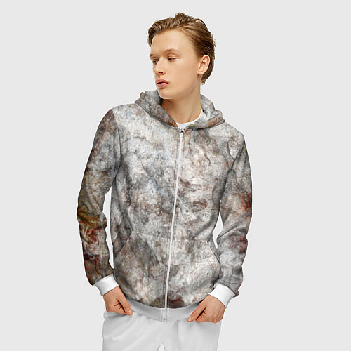 Мужская толстовка на молнии Абстракция - gray limestone / 3D-Белый – фото 3