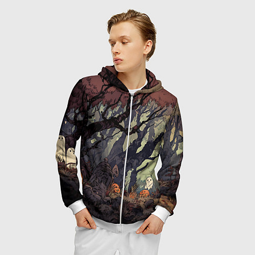Мужская толстовка на молнии Призрачный лес / 3D-Белый – фото 3