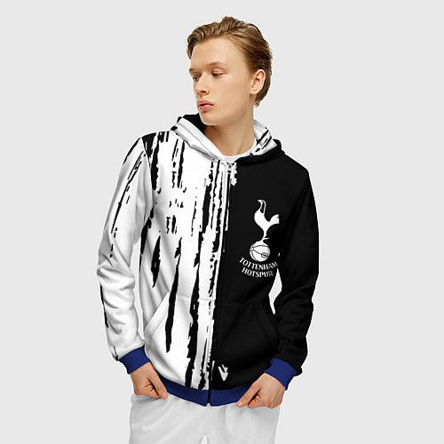 Мужская толстовка на молнии Tottenham Hotspur белые краски / 3D-Синий – фото 3