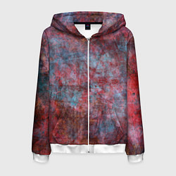 Мужская толстовка на молнии Абстракция - red rust on blue
