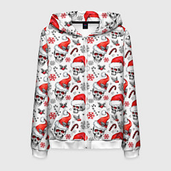 Мужская толстовка на молнии Новогодние черепа