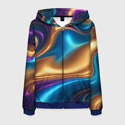Толстовка 3D на молнии мужская Сплавы разноцветные, цвет: 3D-синий