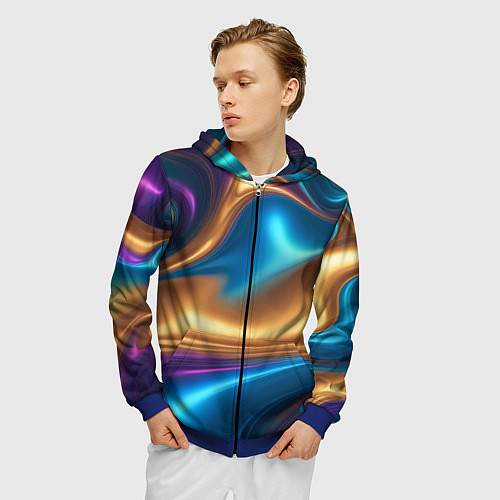 Мужская толстовка на молнии Сплавы разноцветные / 3D-Синий – фото 3