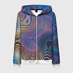 Толстовка 3D на молнии мужская Абстрактная рябь, цвет: 3D-белый
