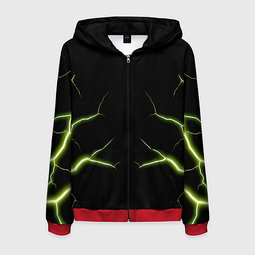 Мужская толстовка на молнии Color green black / 3D-Красный – фото 1