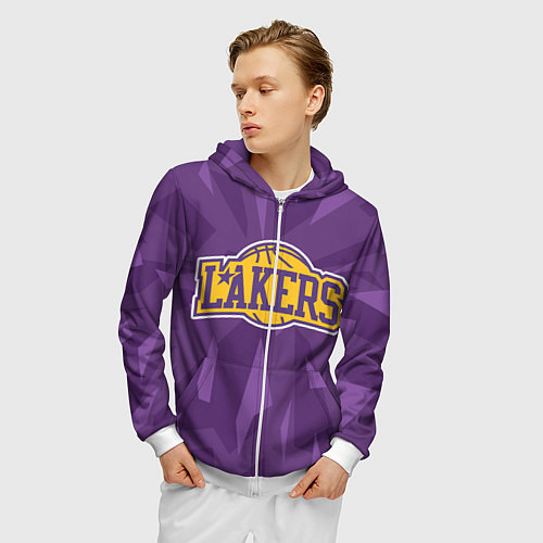 Мужская толстовка на молнии NBA Los Angeles Lakers / 3D-Белый – фото 3