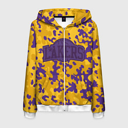 Толстовка 3D на молнии мужская NBA LA Lakers, цвет: 3D-белый