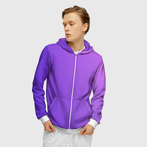 Мужская толстовка на молнии The color is purple / 3D-Белый – фото 3