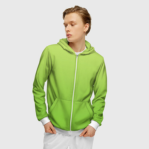 Мужская толстовка на молнии Color lime green / 3D-Белый – фото 3