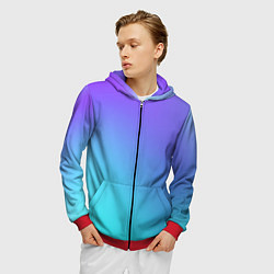 Толстовка 3D на молнии мужская Color multi-colored gradient, цвет: 3D-красный — фото 2