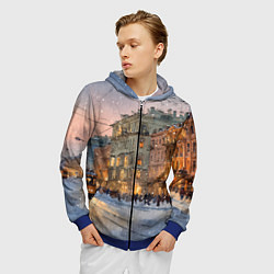Толстовка 3D на молнии мужская Зимний Санкт-Петербург, цвет: 3D-синий — фото 2