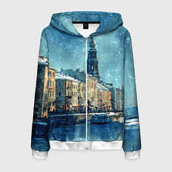Мужская толстовка на молнии Снегопад в Санкт-Петербурге
