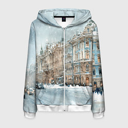 Мужская толстовка на молнии Снежный день в Санкт-Петербурге