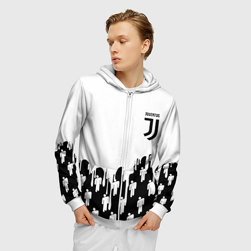 Мужская толстовка на молнии Ювентус краски люди / 3D-Белый – фото 3