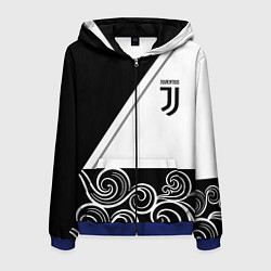 Толстовка 3D на молнии мужская Ювентус геометрия полосы текстура, цвет: 3D-синий