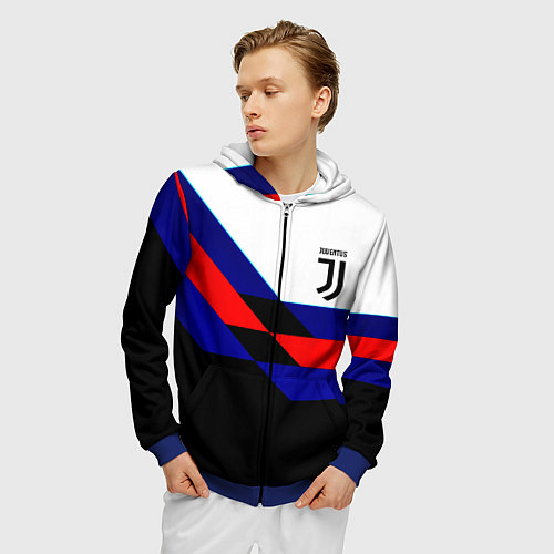 Мужская толстовка на молнии Juventus geometry sport steel / 3D-Синий – фото 3