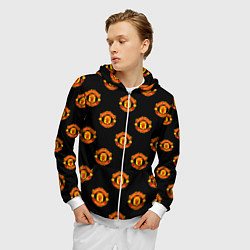 Толстовка 3D на молнии мужская Manchester United Pattern, цвет: 3D-белый — фото 2