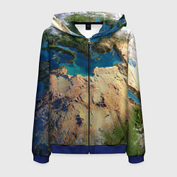 Толстовка 3D на молнии мужская Земля, цвет: 3D-синий