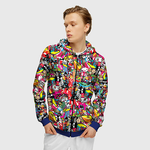 Мужская толстовка на молнии Стикербомбинг / 3D-Синий – фото 3