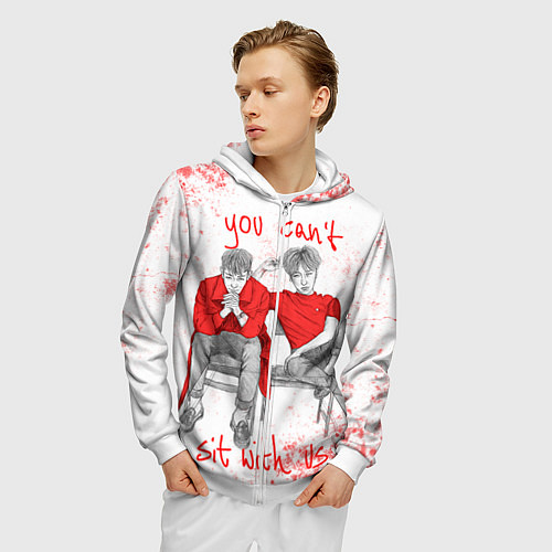 Мужская толстовка на молнии Big Bang: Sit with us / 3D-Белый – фото 3