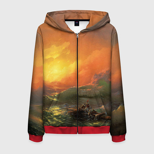 Мужская толстовка на молнии Айвазовский - 9 Вал / 3D-Красный – фото 1