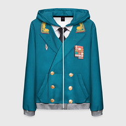 Толстовка 3D на молнии мужская Китель, цвет: 3D-меланж