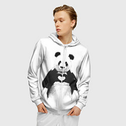 Толстовка 3D на молнии мужская Panda Love, цвет: 3D-белый — фото 2