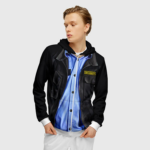 Мужская толстовка на молнии Форма SECURITY / 3D-Белый – фото 3