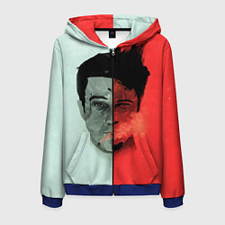 Толстовка 3D на молнии мужская Norton: White & Red, цвет: 3D-синий