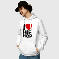 Толстовка-худи хлопковая мужская I love Hip Hop, цвет: белый — фото 2