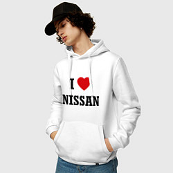 Толстовка-худи хлопковая мужская I love Nissan, цвет: белый — фото 2