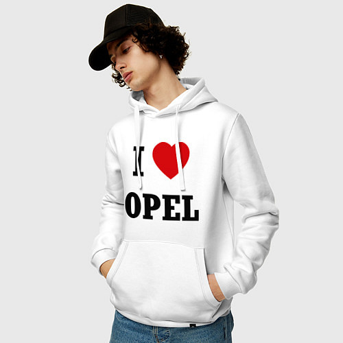 Мужская толстовка-худи I love Opel / Белый – фото 3