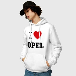 Толстовка-худи хлопковая мужская I love Opel, цвет: белый — фото 2