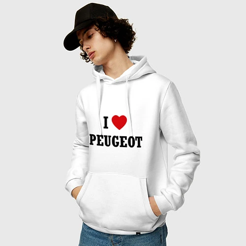 Мужская толстовка-худи I love Peugeot / Белый – фото 3