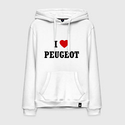 Толстовка-худи хлопковая мужская I love Peugeot, цвет: белый