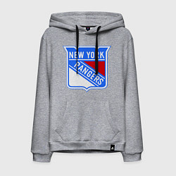 Толстовка-худи хлопковая мужская New York Rangers, цвет: меланж