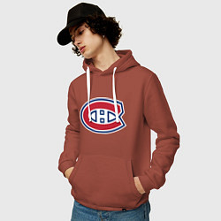 Толстовка-худи хлопковая мужская Montreal Canadiens, цвет: кирпичный — фото 2