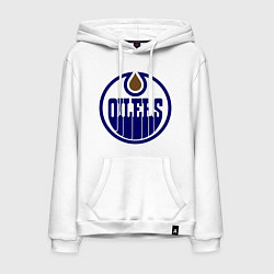 Толстовка-худи хлопковая мужская Edmonton Oilers, цвет: белый