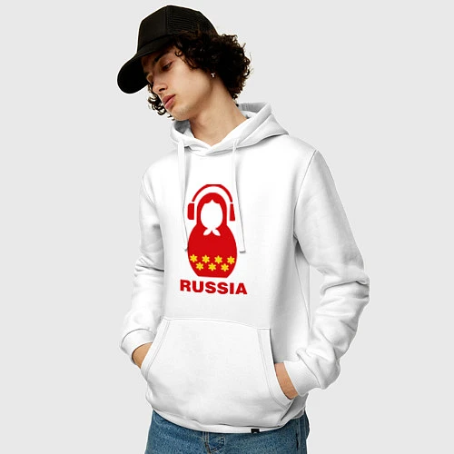 Мужская толстовка-худи Russia dj / Белый – фото 3