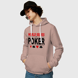 Толстовка-худи хлопковая мужская World series of poker, цвет: пыльно-розовый — фото 2