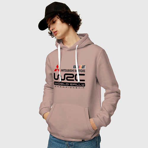 Мужская толстовка-худи Mitsubishi wrc / Пыльно-розовый – фото 3