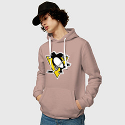 Толстовка-худи хлопковая мужская Pittsburgh Penguins: Malkin 71, цвет: пыльно-розовый — фото 2