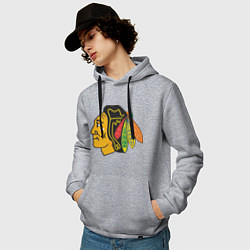 Толстовка-худи хлопковая мужская Chicago Blackhawks: Kane, цвет: меланж — фото 2