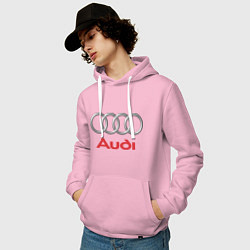 Толстовка-худи хлопковая мужская Audi, цвет: светло-розовый — фото 2