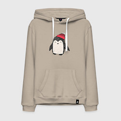 Толстовка-худи хлопковая мужская Зимний пингвин-мальчик, цвет: миндальный