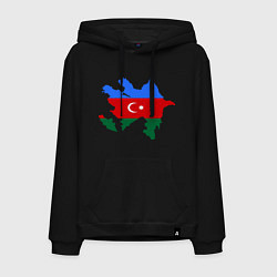 Толстовка-худи хлопковая мужская Azerbaijan map, цвет: черный
