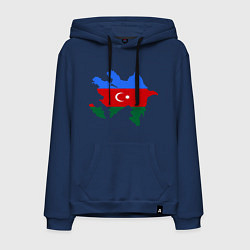 Толстовка-худи хлопковая мужская Azerbaijan map, цвет: тёмно-синий