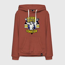 Толстовка-худи хлопковая мужская Never Give Up: Cenation, цвет: кирпичный
