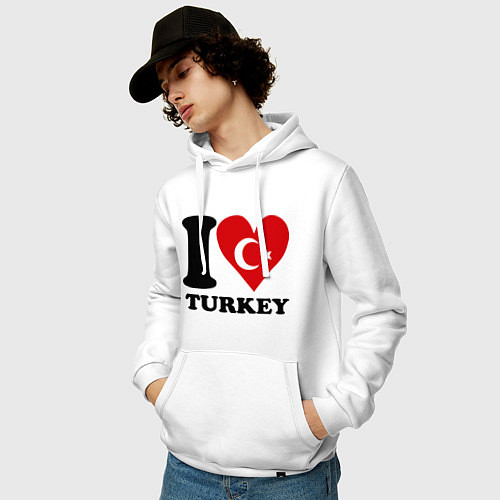 Мужская толстовка-худи I love turkey / Белый – фото 3